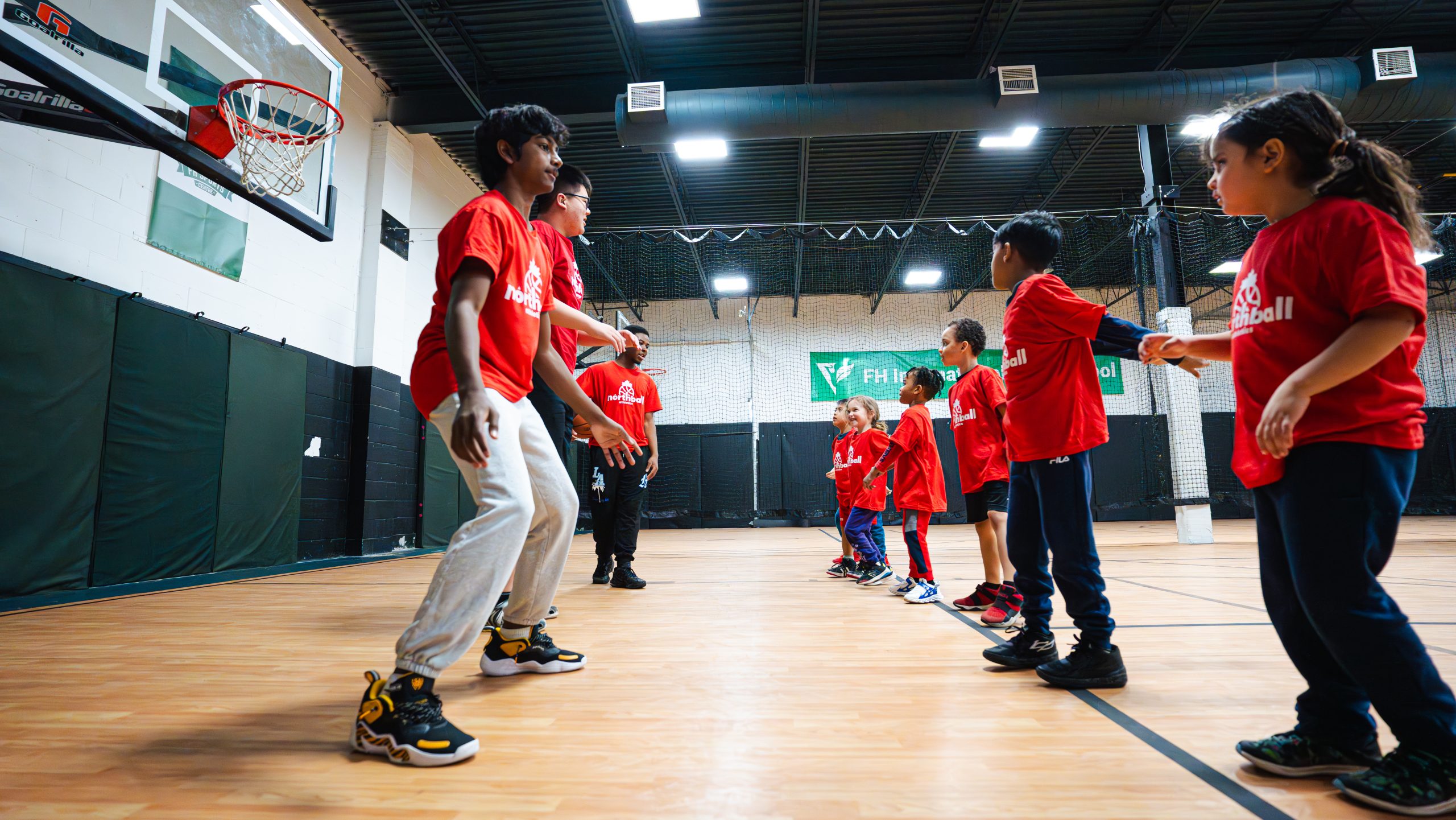 Kids in red Northball shirts